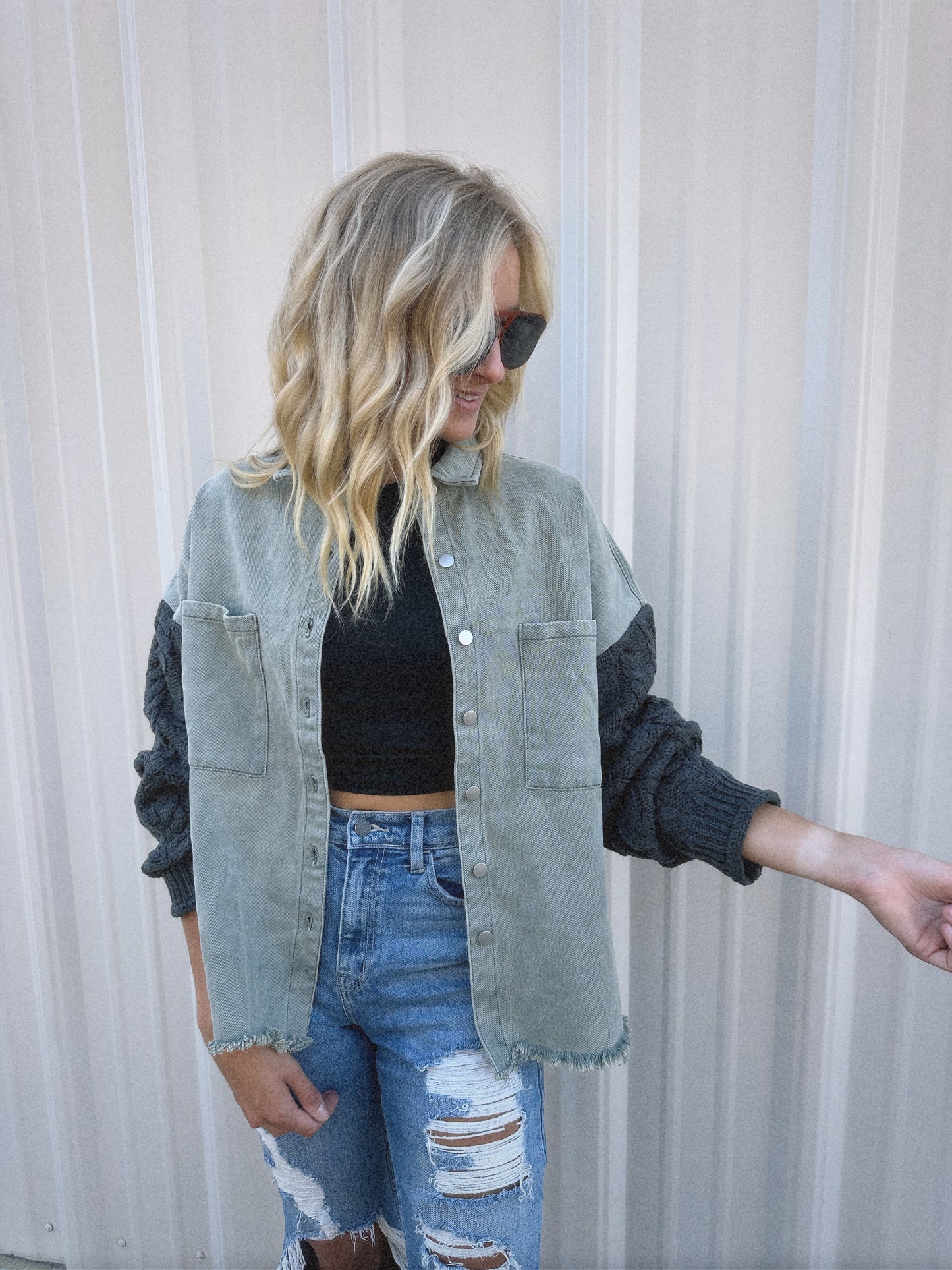 Jace Olive Denim Jacket