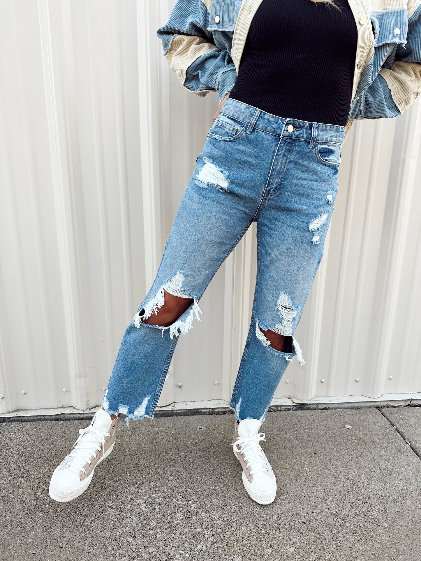 Sutton Distressed High Waisted Jeans (XL available)