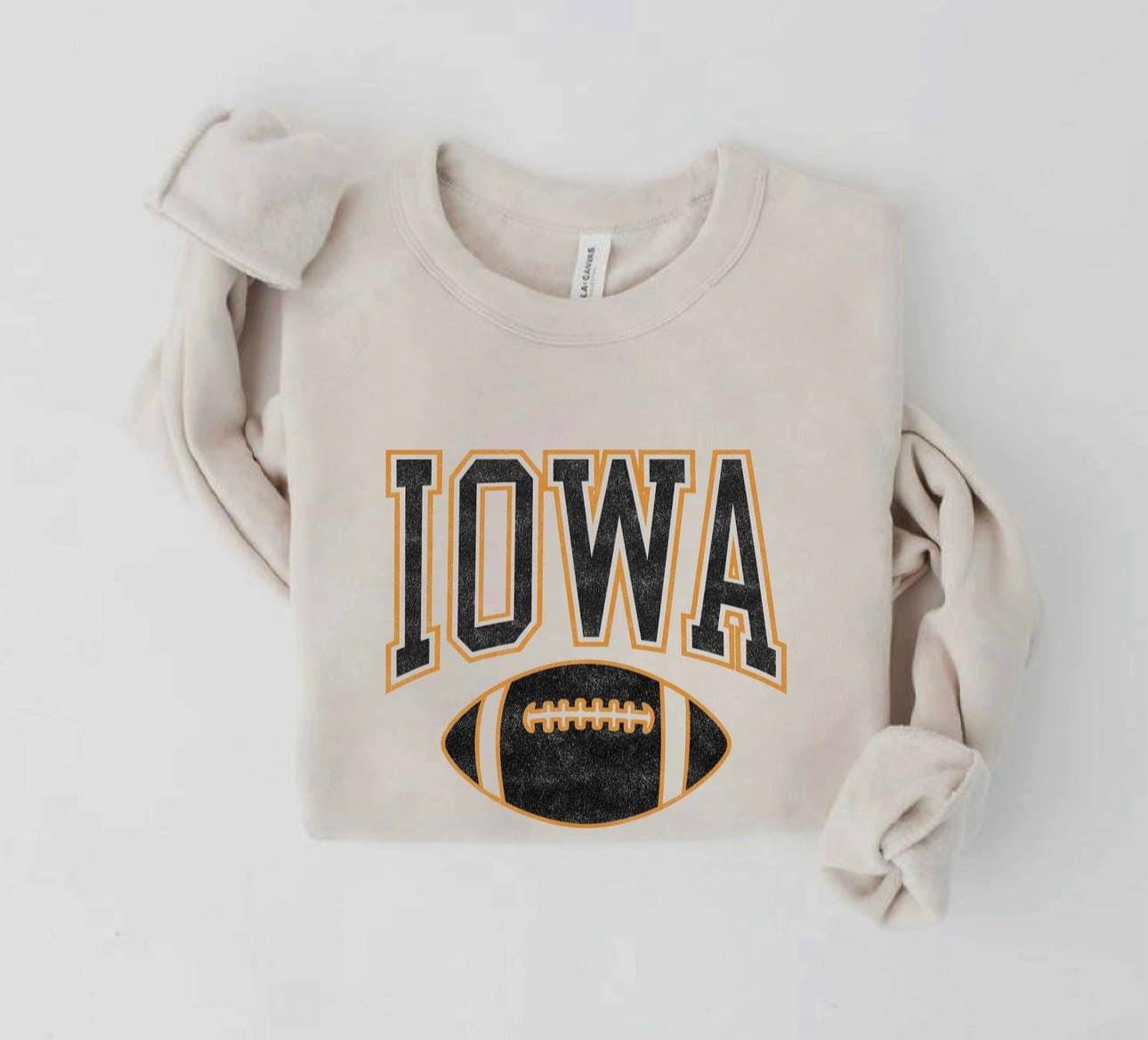 Iowa Crewneck Football Cream (PLUS SIZES AVAILABLE)