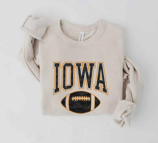 Iowa Crewneck Football Cream (PLUS SIZES AVAILABLE)