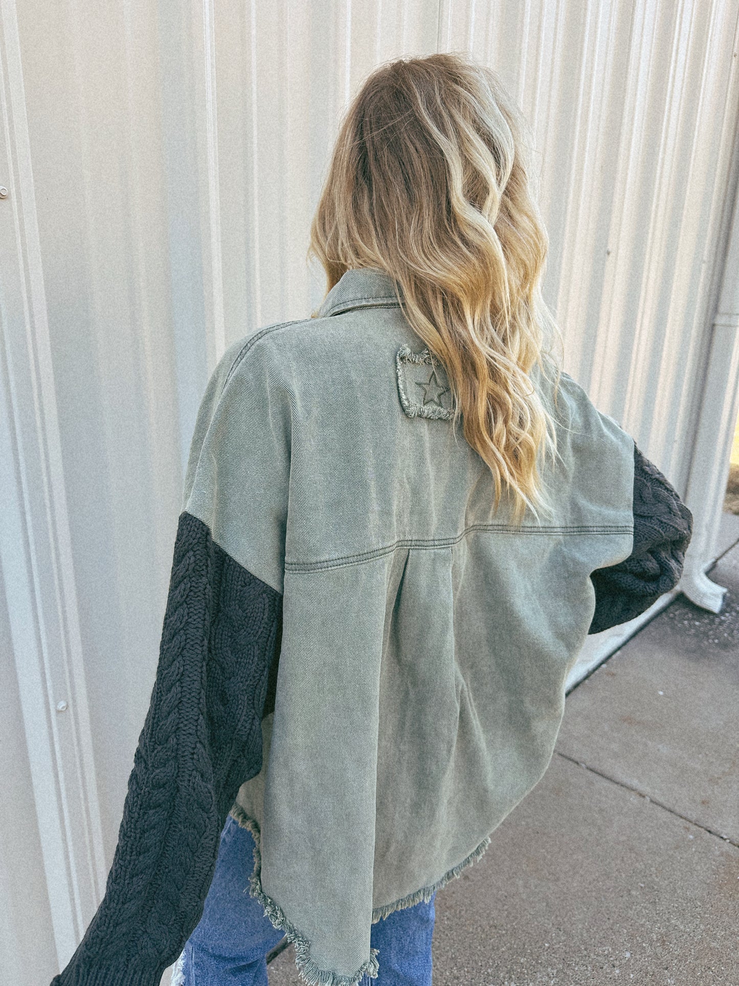 Jace Olive Denim Jacket