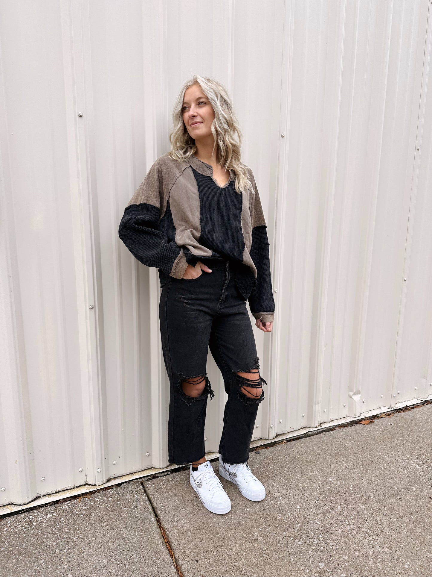 Charlie Ribbed Colorblock Top