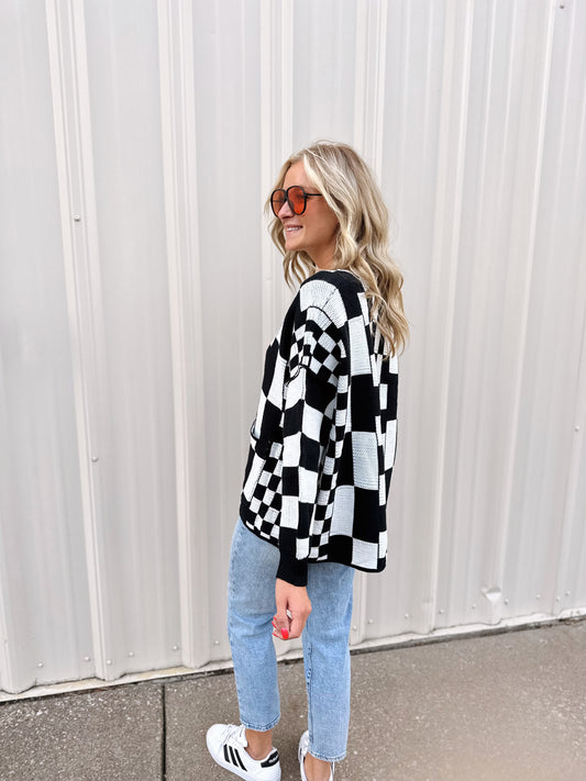 Checkered Cardi Black/White