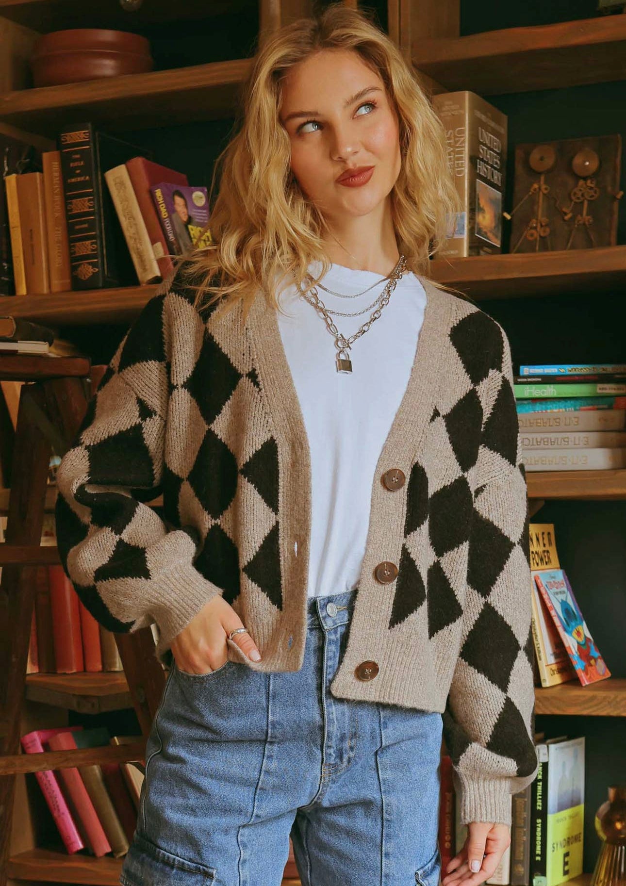 Harlequin Button Down Cardi