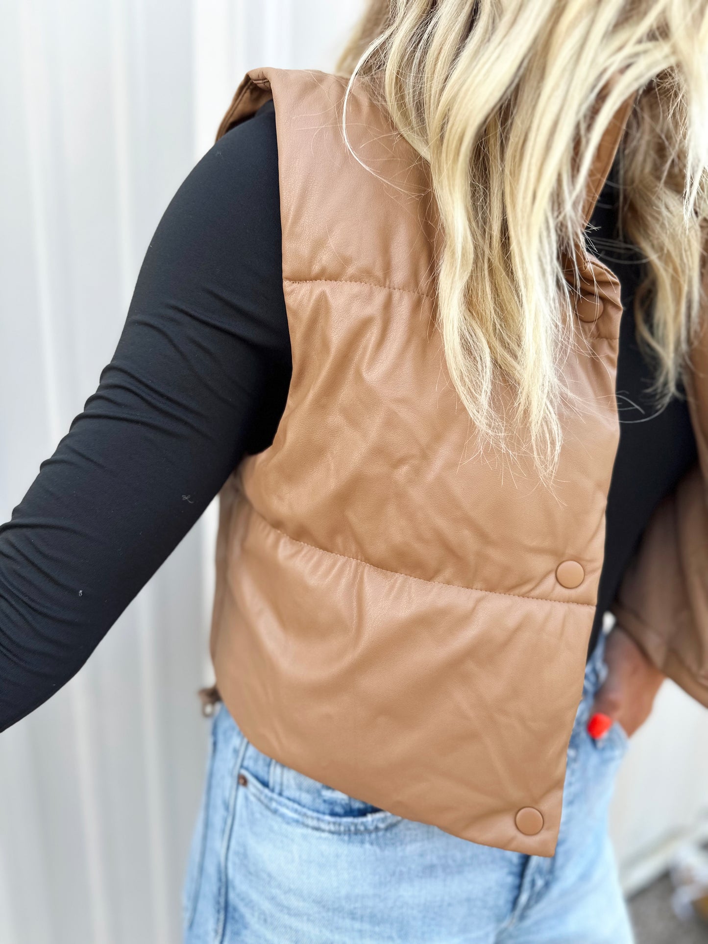 Faux Leather Cropped Vest