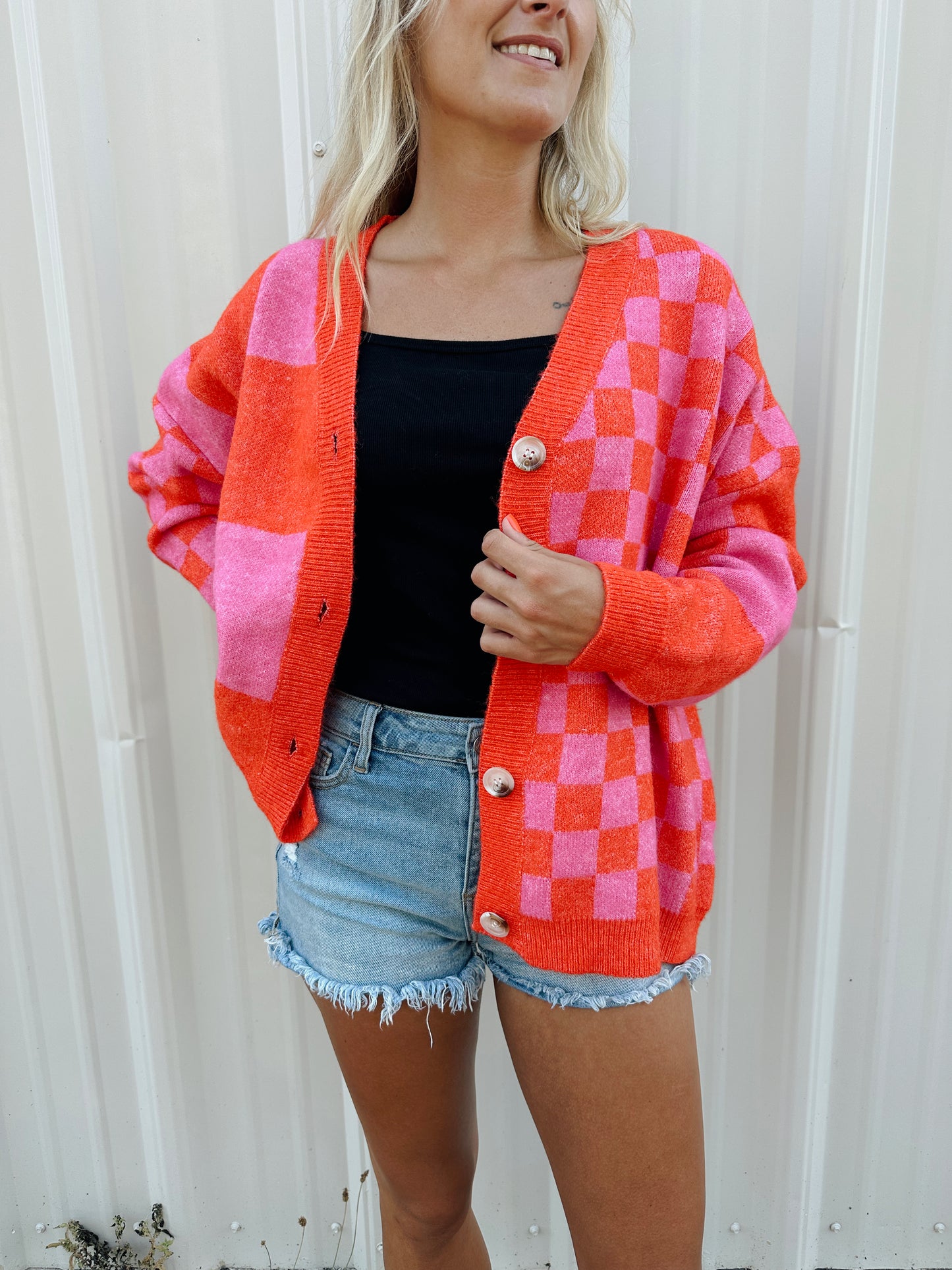 Checkered Cardi