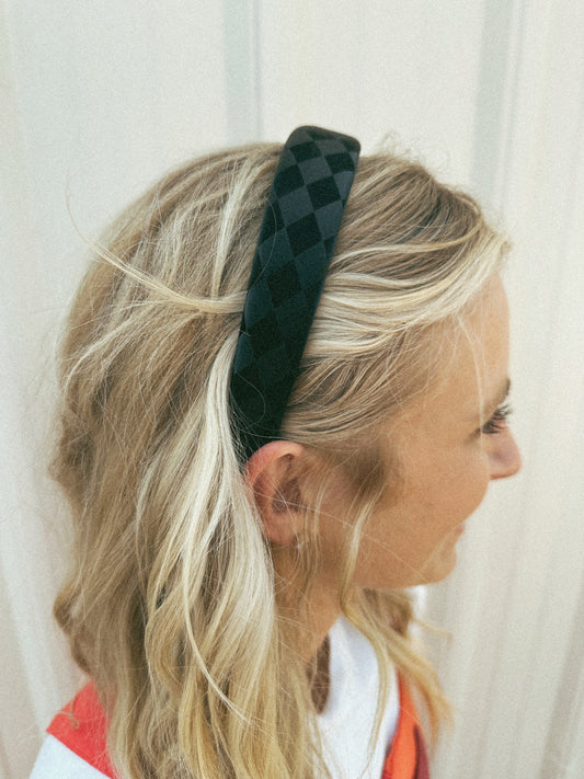 Checkered Headband Black