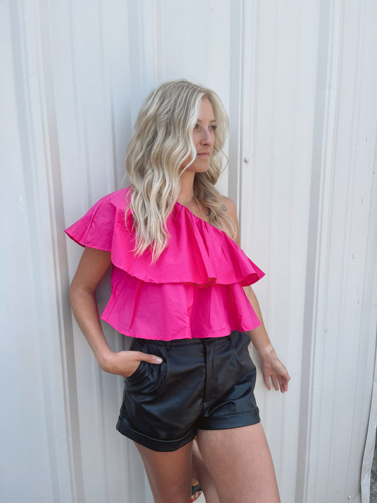 Pink Ruffle Me Top