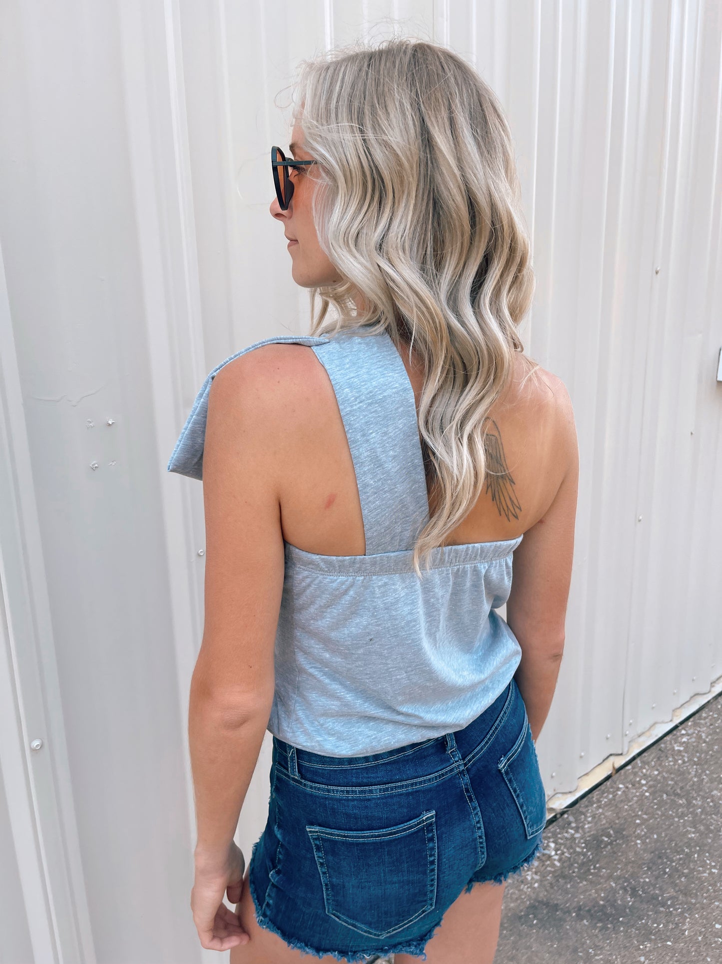 Tied Bow One Shoulder Top