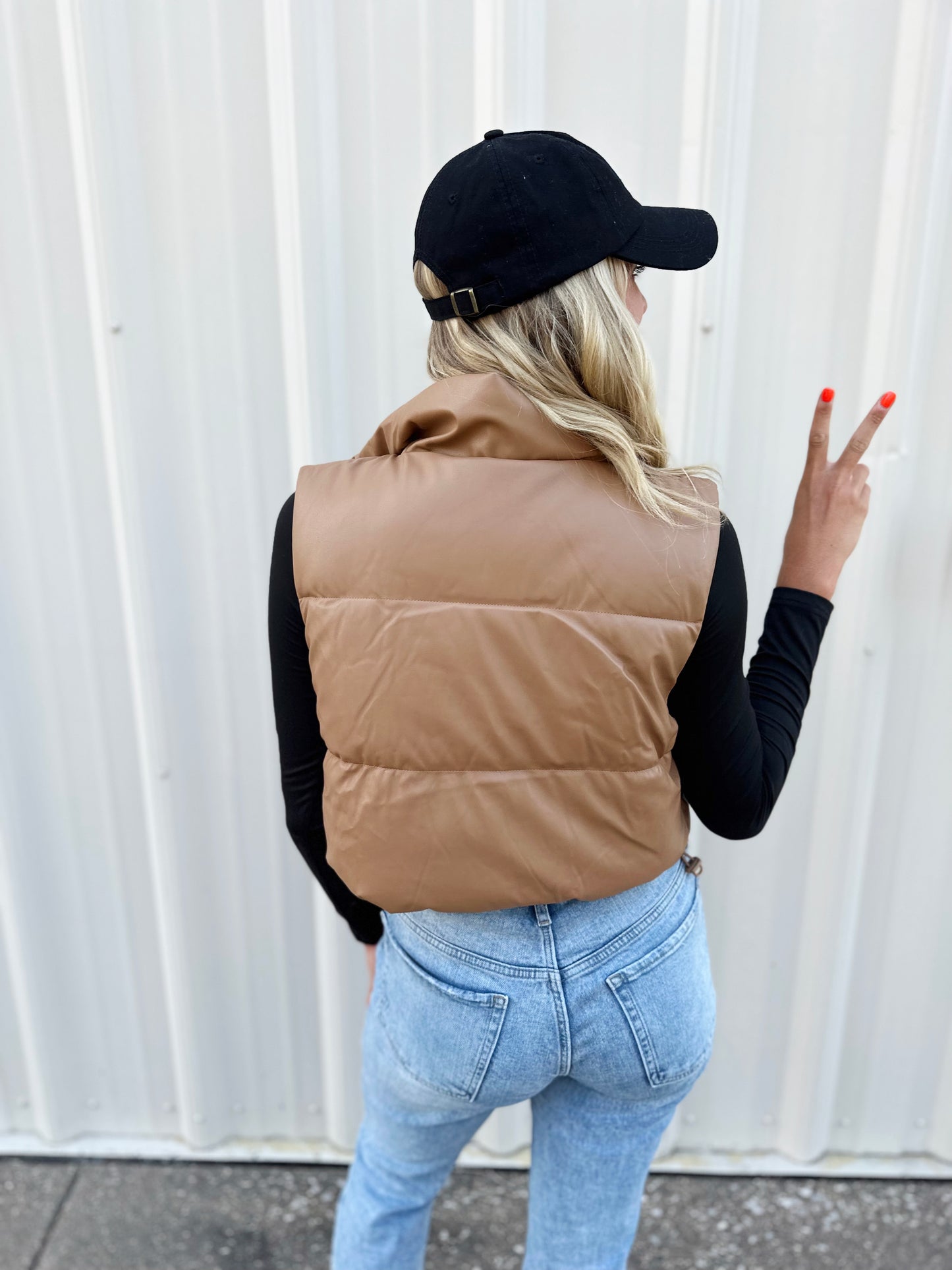 Faux Leather Cropped Vest