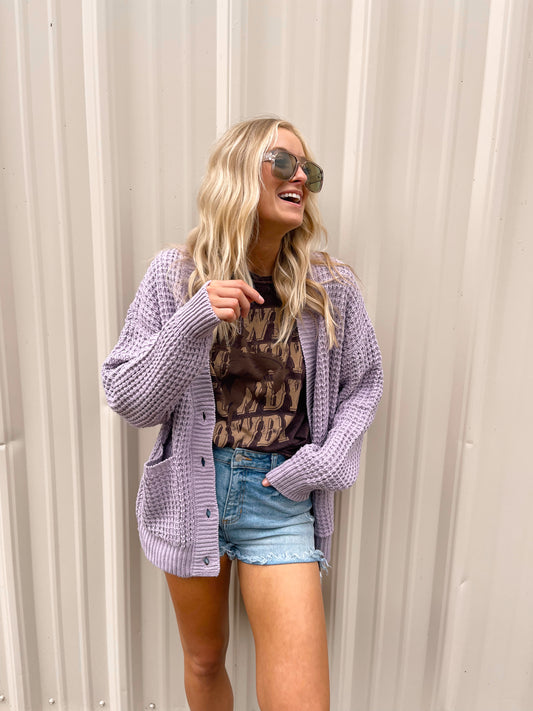 Amelia Purple Knit Cardigan (PLUS SIZE ONLY)