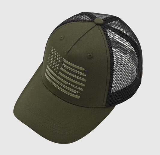 American Flag Army Green Hat