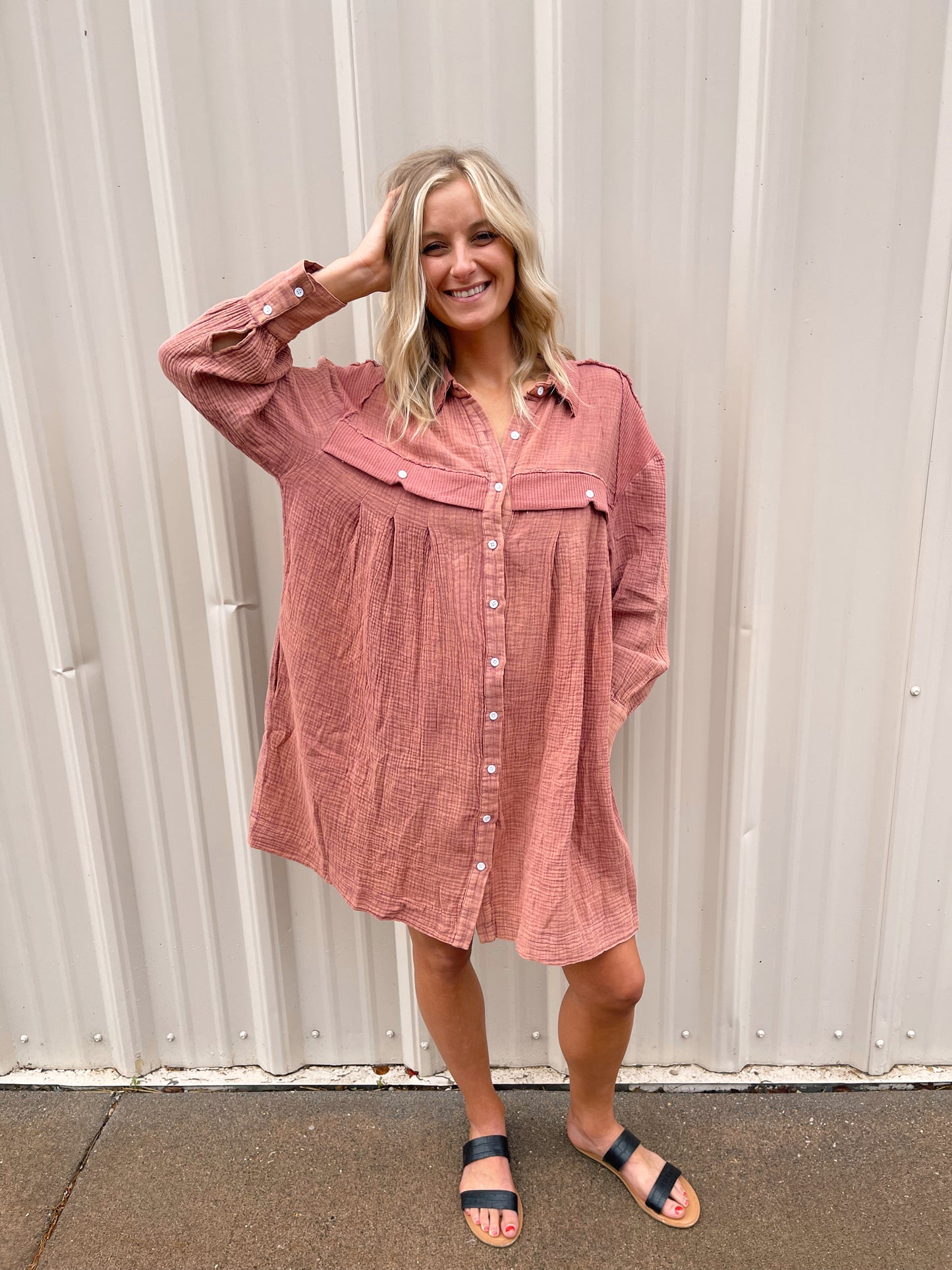 Lola Gauze Button Down Dress/Cardigan