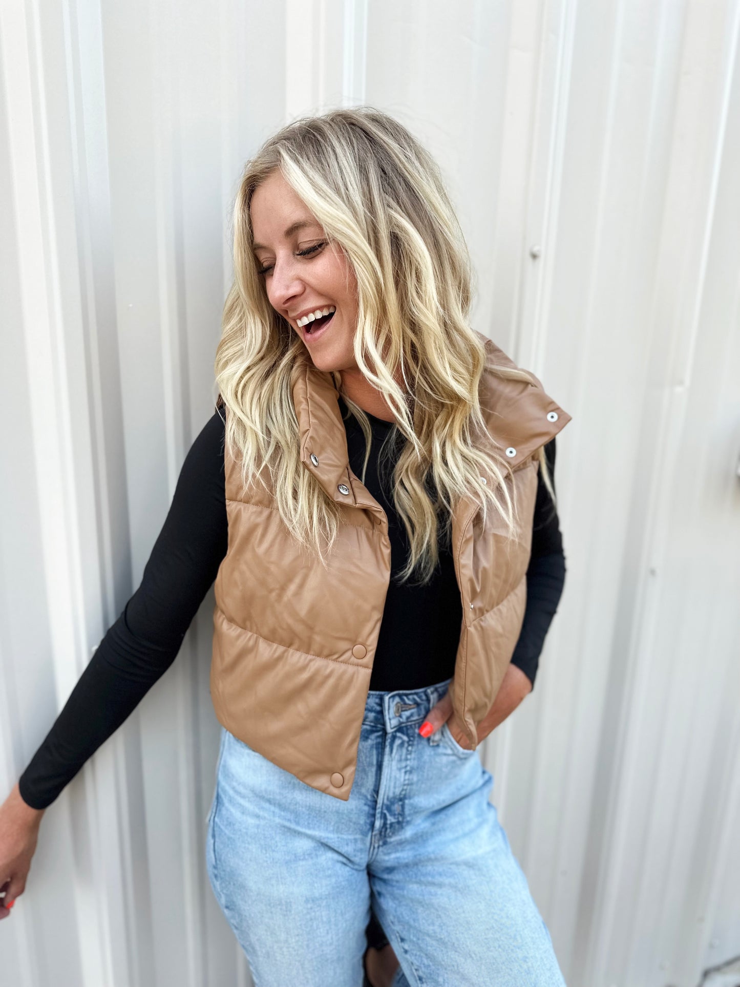 Faux Leather Cropped Vest