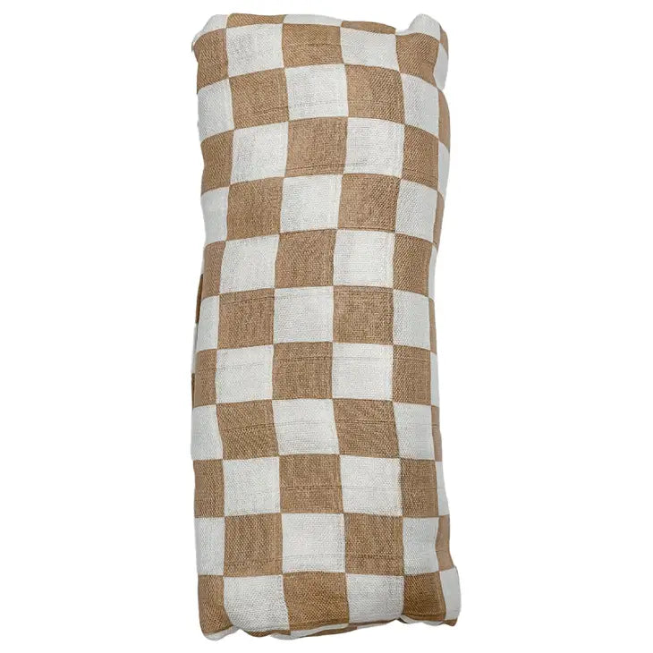 All You Want Checkered Muslin Swaddle Tan