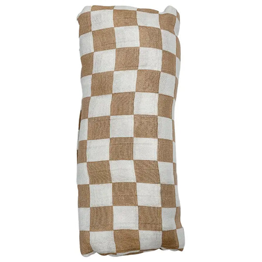 All You Want Checkered Muslin Swaddle Tan