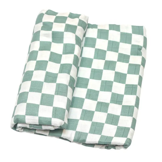 All You Want Checkered Muslin Swaddle Sage