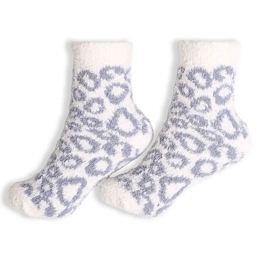 Soft Leopard Half Crew Socks Blue