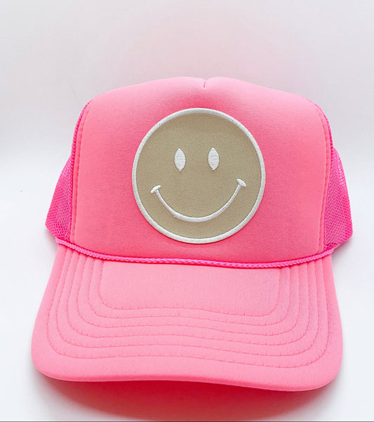 Smiley Trucker Hat Pink