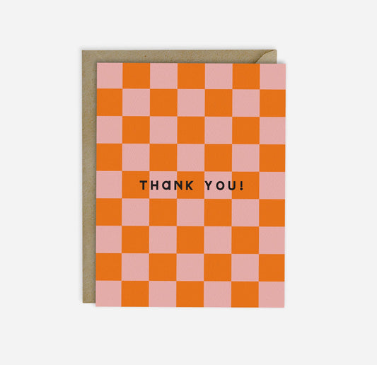 Thank You Retro Checkered Card