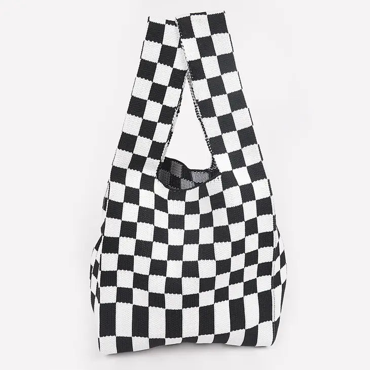 Make Your Move Checkered Bag Black