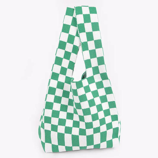 Make Your Move Checkered Bag Green