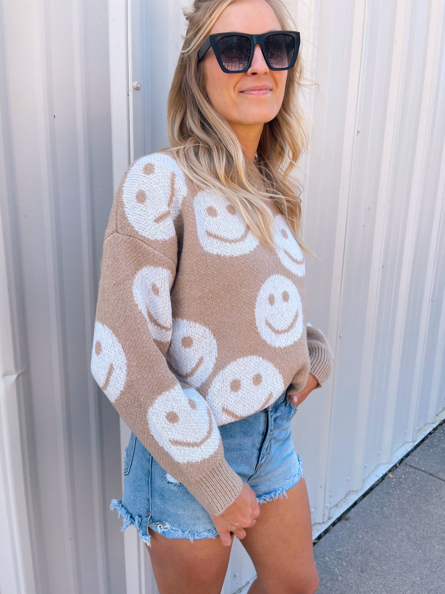 Make Me Smile Sweater Tan