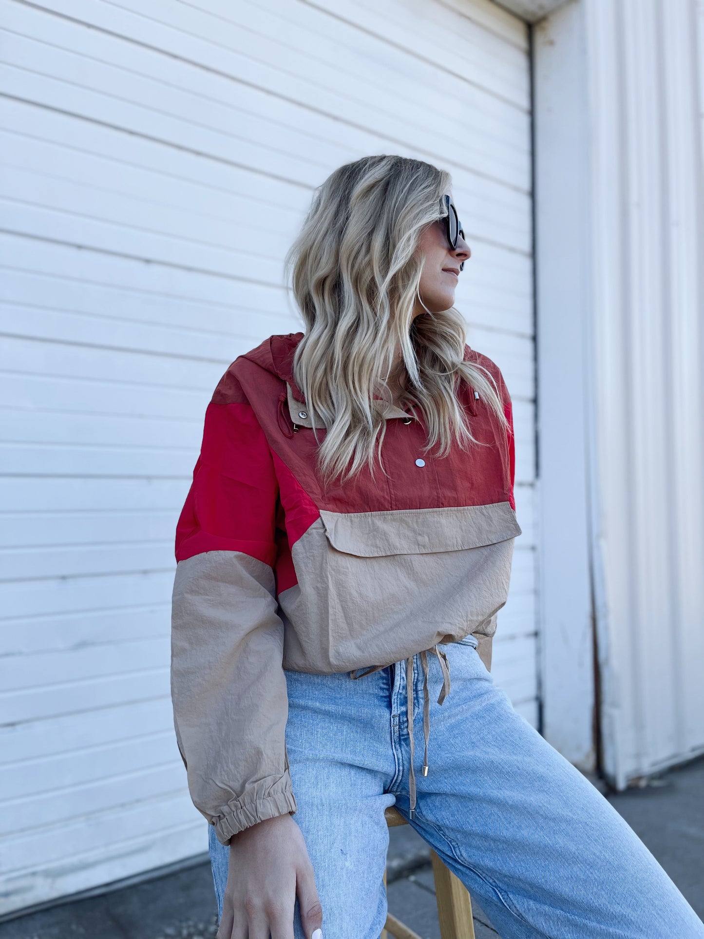 Let’s Stand Out Red Windbreaker Pullover (PLUS SIZES AVAILABLE)