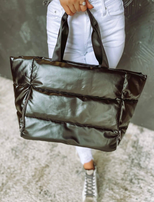 Black Metallic Tote Bag