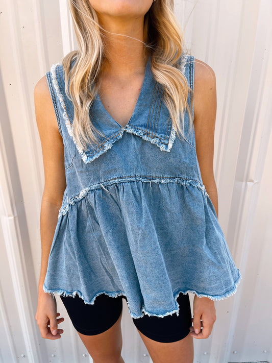 Baby Doll Denim Top PLUS SIZES AVAILABLE