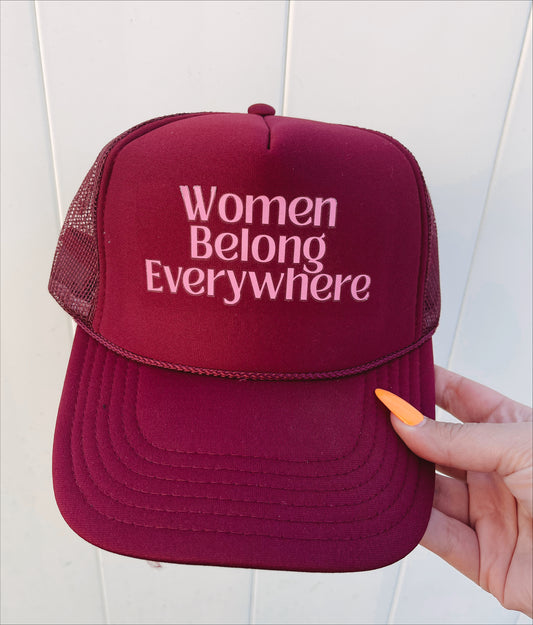 Women Belong Trucker Hat Maroon