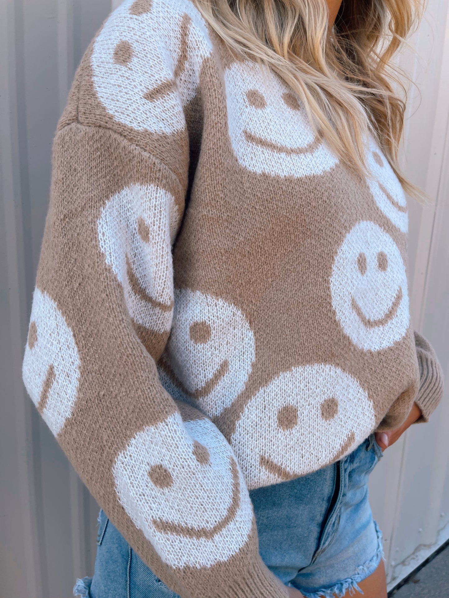 Make Me Smile Sweater Tan