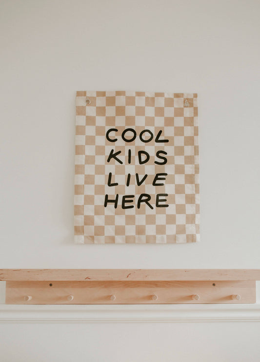 Cool Kids Live Here Checkered Canvas Banner