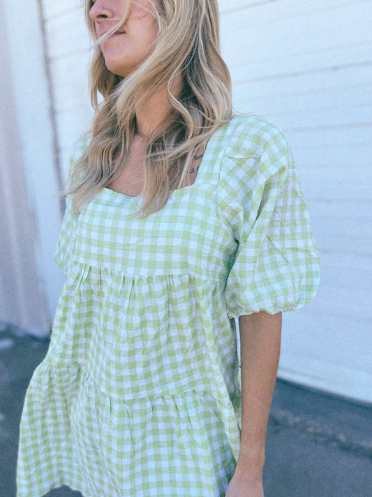 Lime Feelin Good Checkered Dress